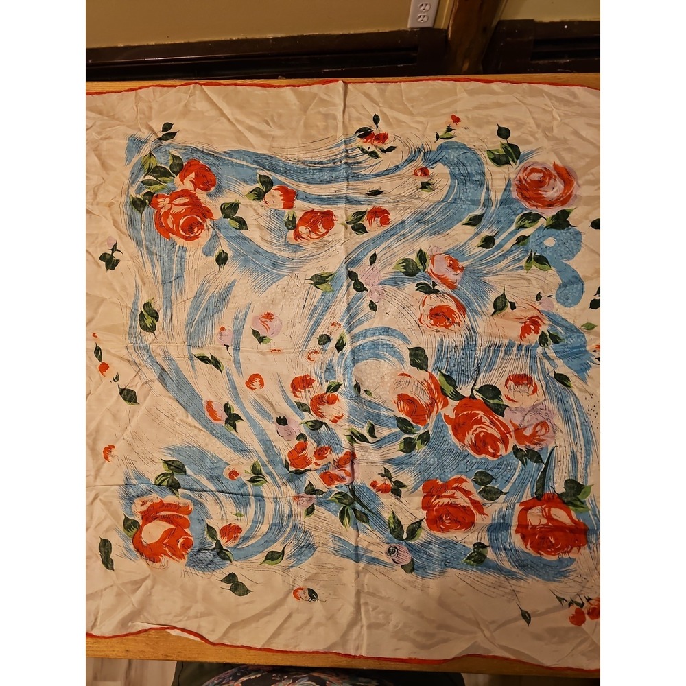 3 Vintage Silk Floral Scarf 1950's D1